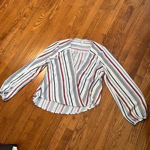 Flowy striped blouse- red, white & blue